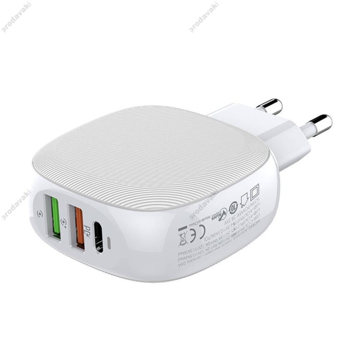 Мережевий зарядний пристрій LDNIO A3510Q Home Charger Lightning cable 28.5W White